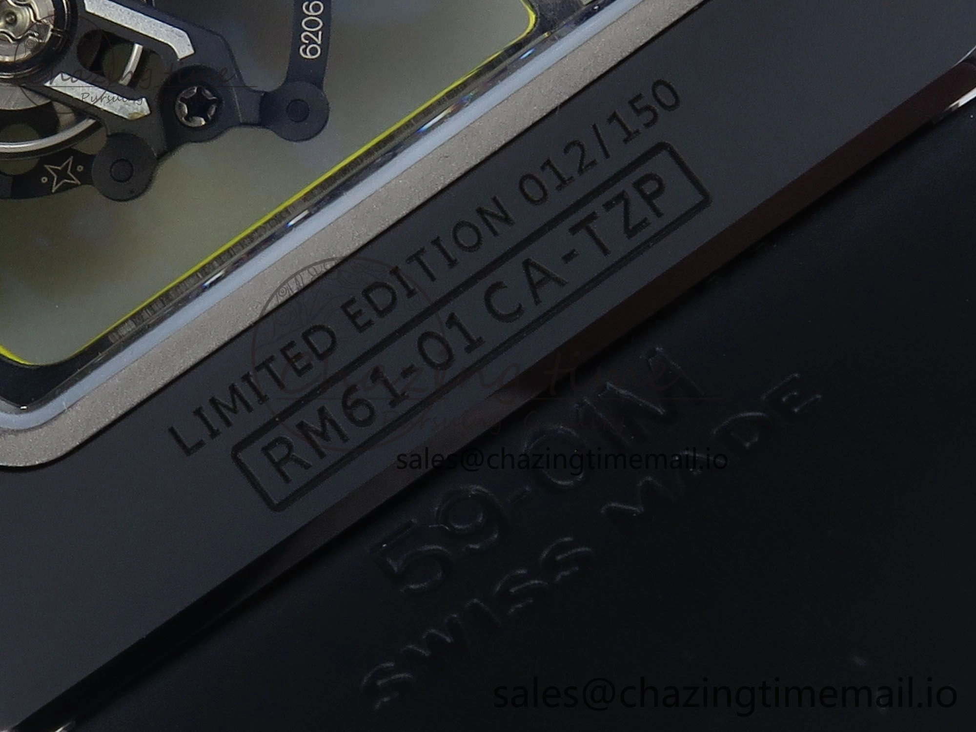 RM061 Black Ceramic ZF 1:1 Best Edition on White Rubber Strap RMUL2 Super Clone