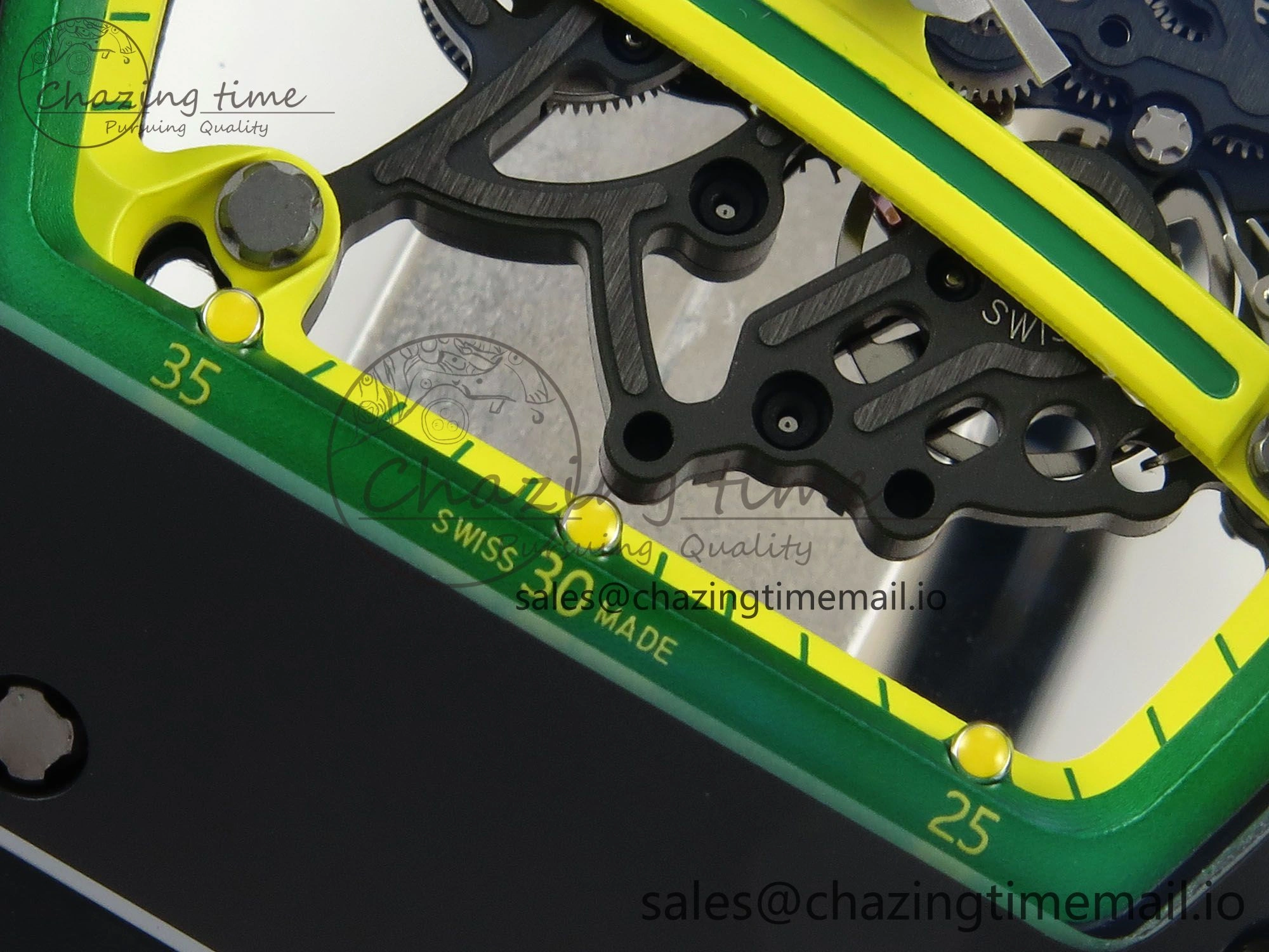 RM061 Black Ceramic ZF 1:1 Best Edition on White Rubber Strap RMUL2 Super Clone