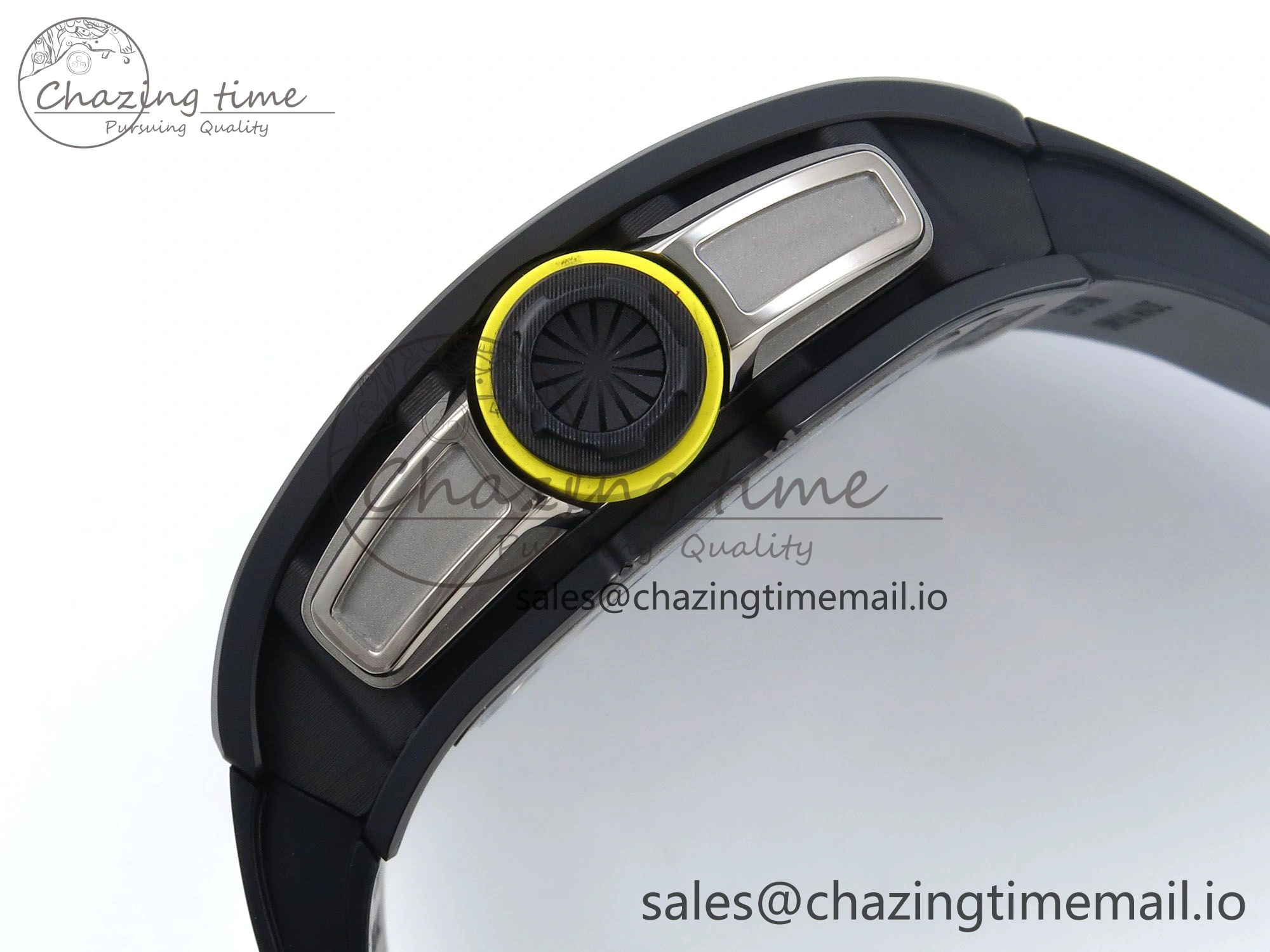 RM061 Black Ceramic ZF 1:1 Best Edition on White Rubber Strap RMUL2 Super Clone