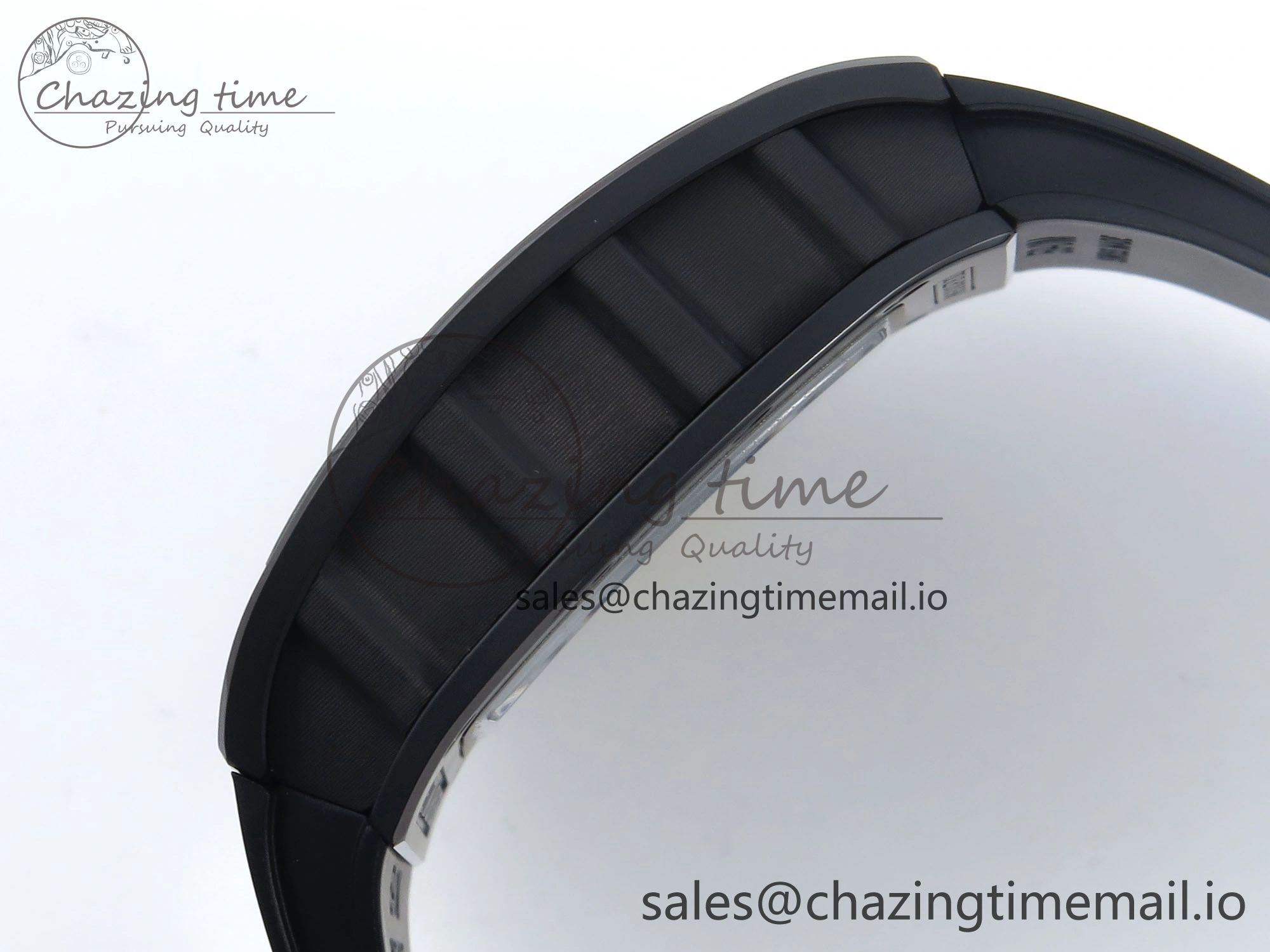 RM061 Black Ceramic ZF 1:1 Best Edition on White Rubber Strap RMUL2 Super Clone