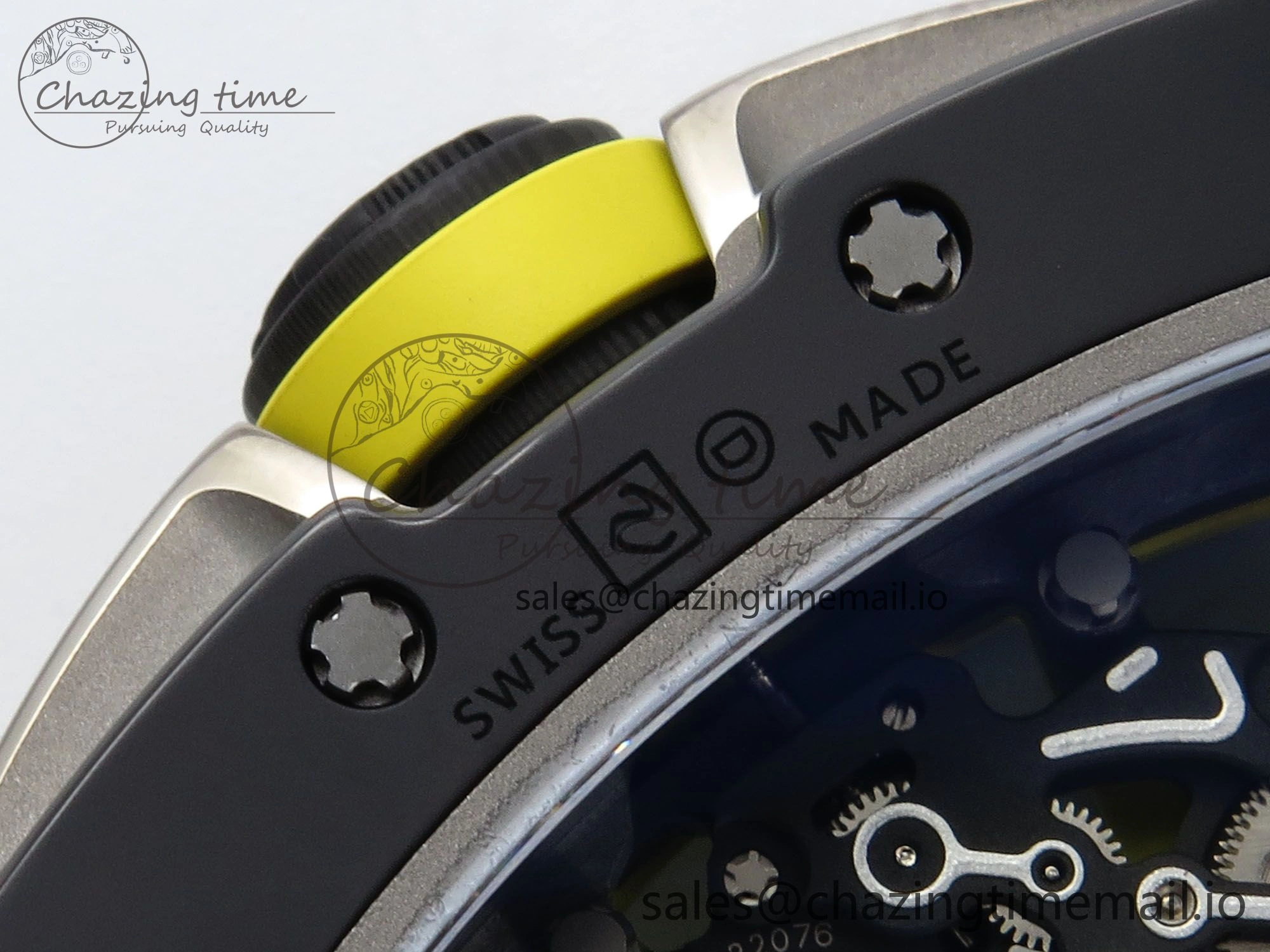 RM061 Black Ceramic ZF 1:1 Best Edition on White Rubber Strap RMUL2 Super Clone