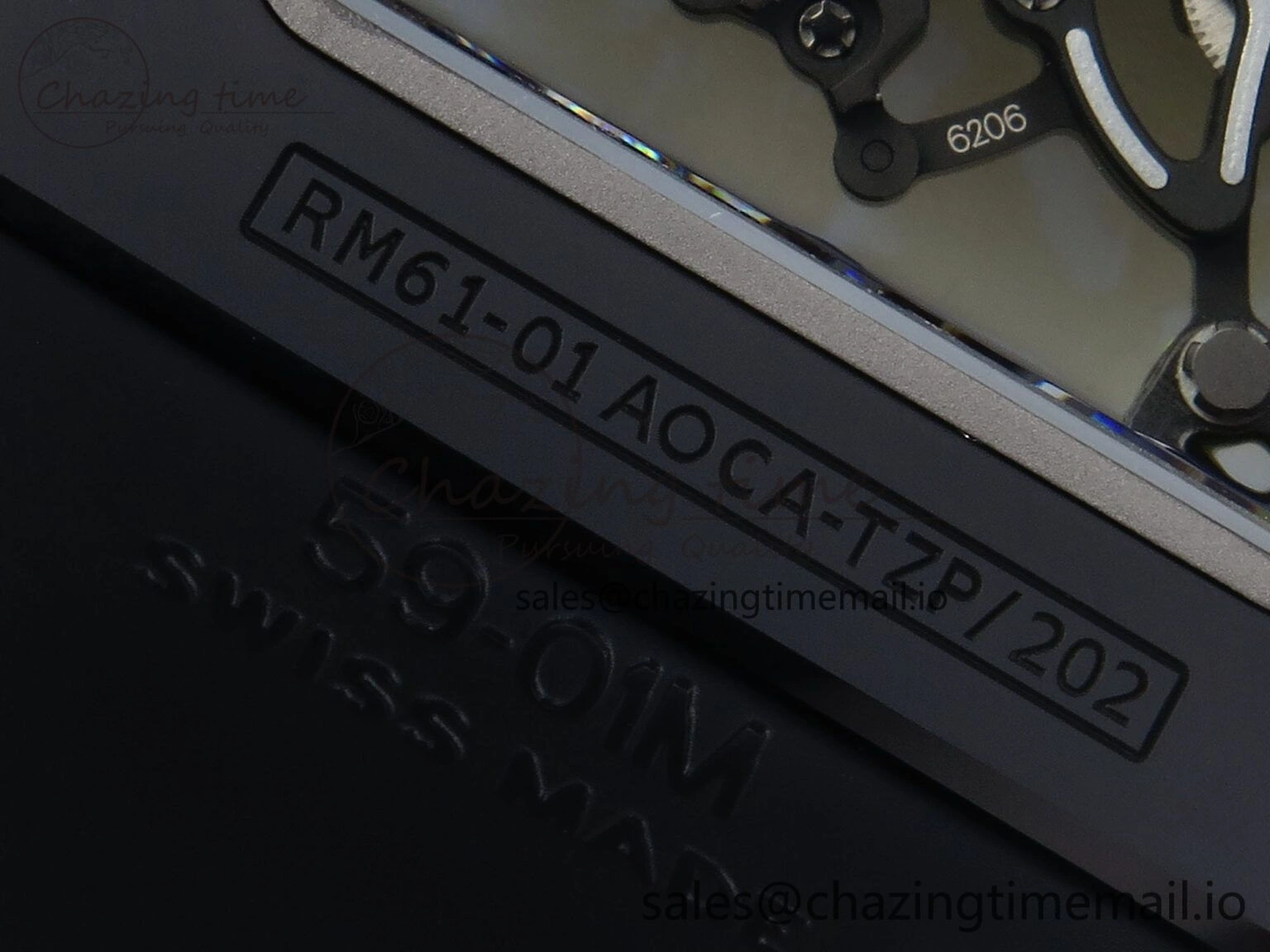 RM061 Black Ceramic ZF 1:1 Best Edition on White Rubber Strap RMUL2 Super Clone