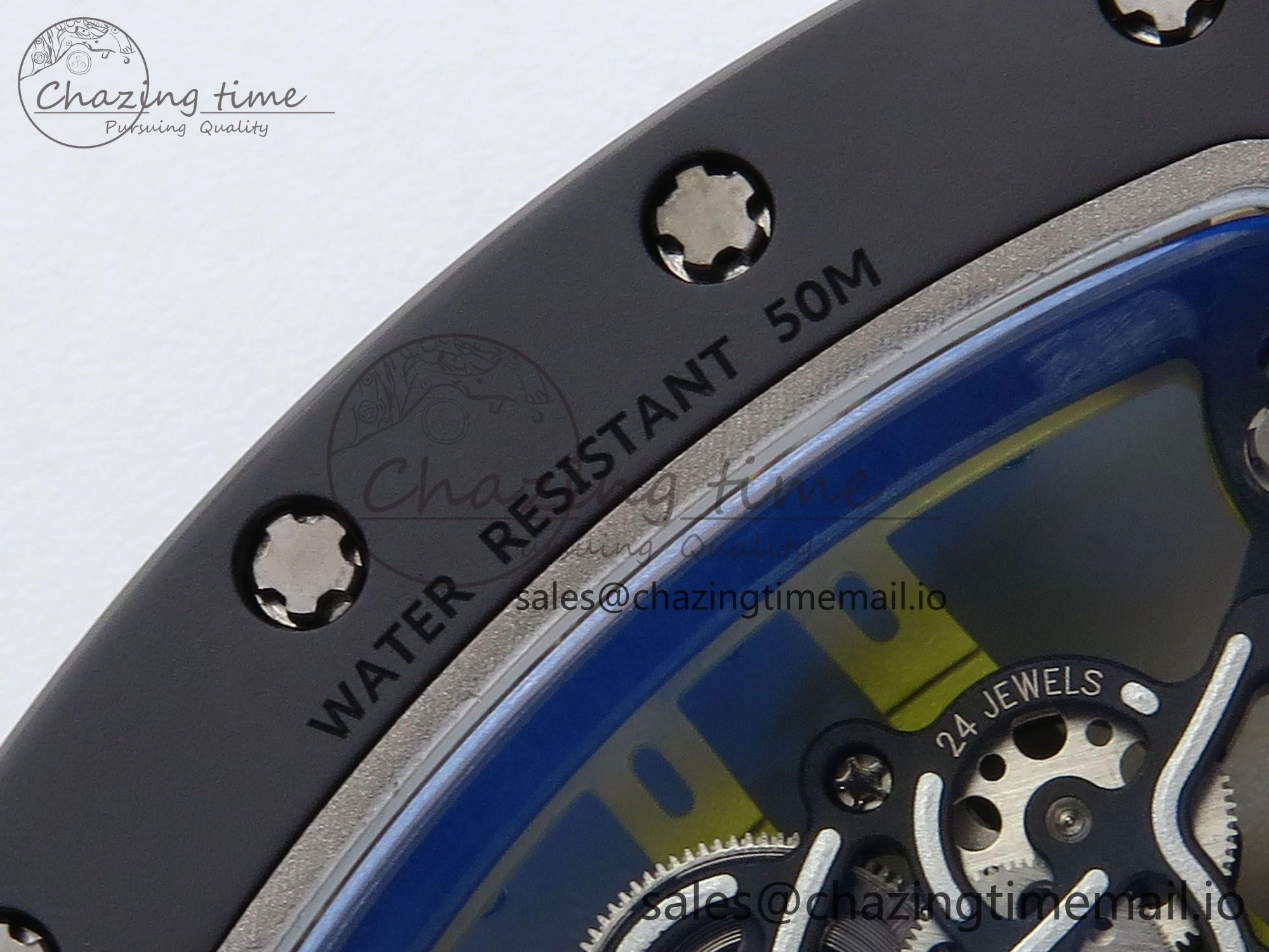 RM061 Black Ceramic ZF 1:1 Best Edition on White Rubber Strap RMUL2 Super Clone