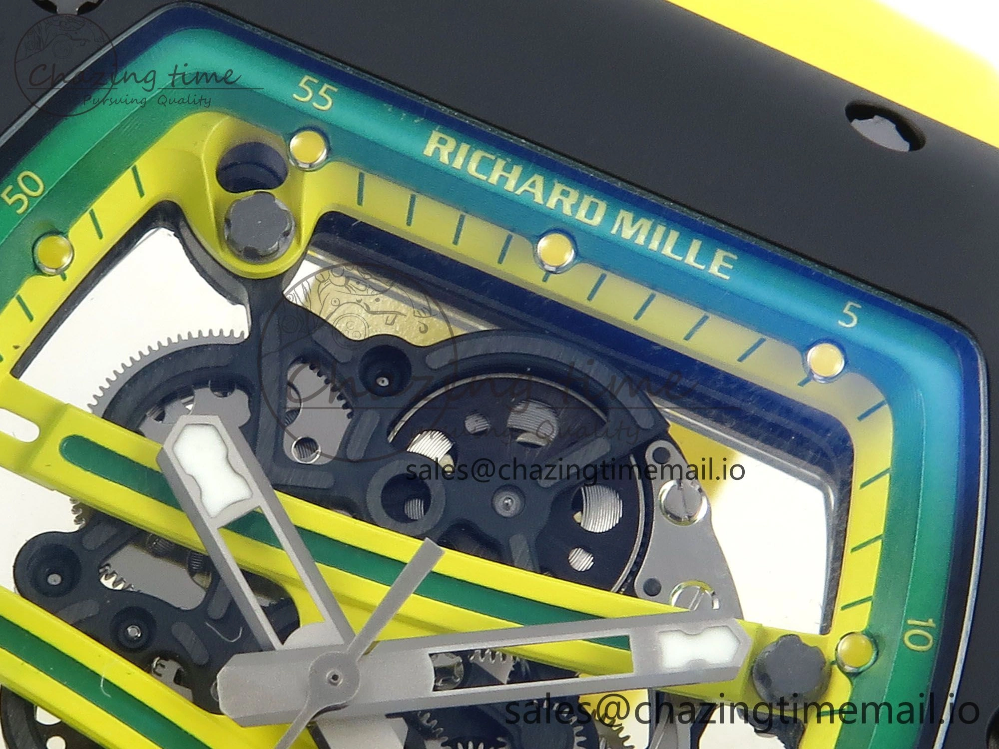 RM061 Black Ceramic ZF 1:1 Best Edition on Yellow Rubber Strap RMUL2 Super Clone