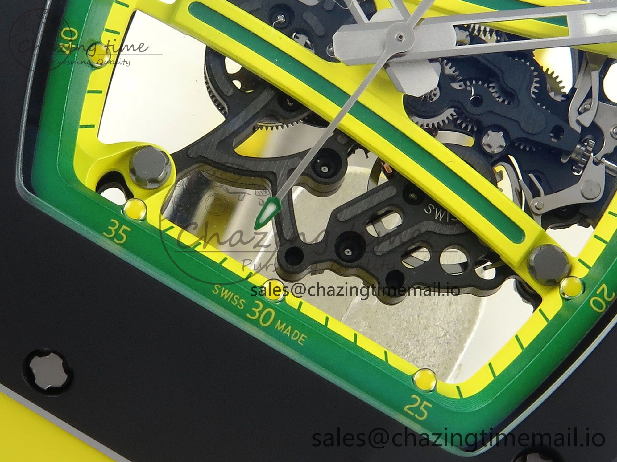 RM061 Black Ceramic ZF 1:1 Best Edition on Yellow Rubber Strap RMUL2 Super Clone