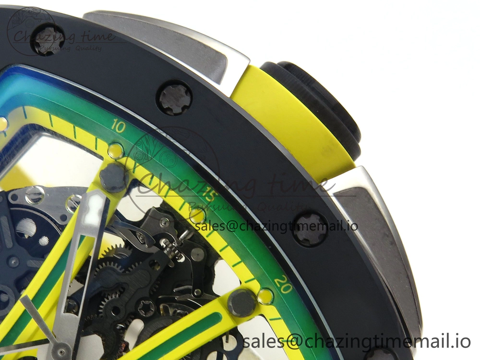 RM061 Black Ceramic ZF 1:1 Best Edition on Yellow Rubber Strap RMUL2 Super Clone