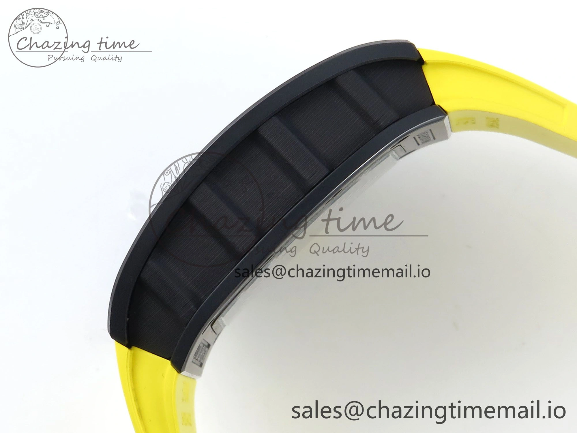 RM061 Black Ceramic ZF 1:1 Best Edition on Yellow Rubber Strap RMUL2 Super Clone