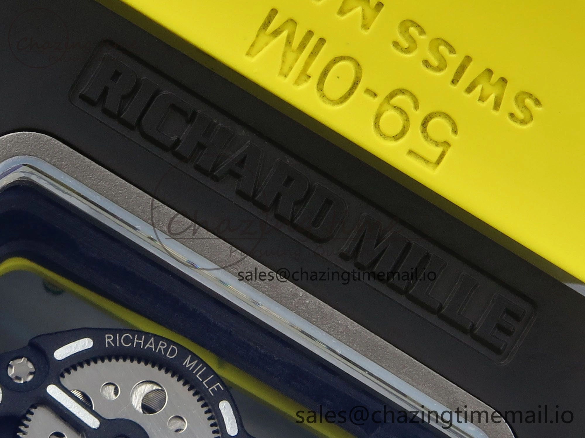RM061 Black Ceramic ZF 1:1 Best Edition on Yellow Rubber Strap RMUL2 Super Clone