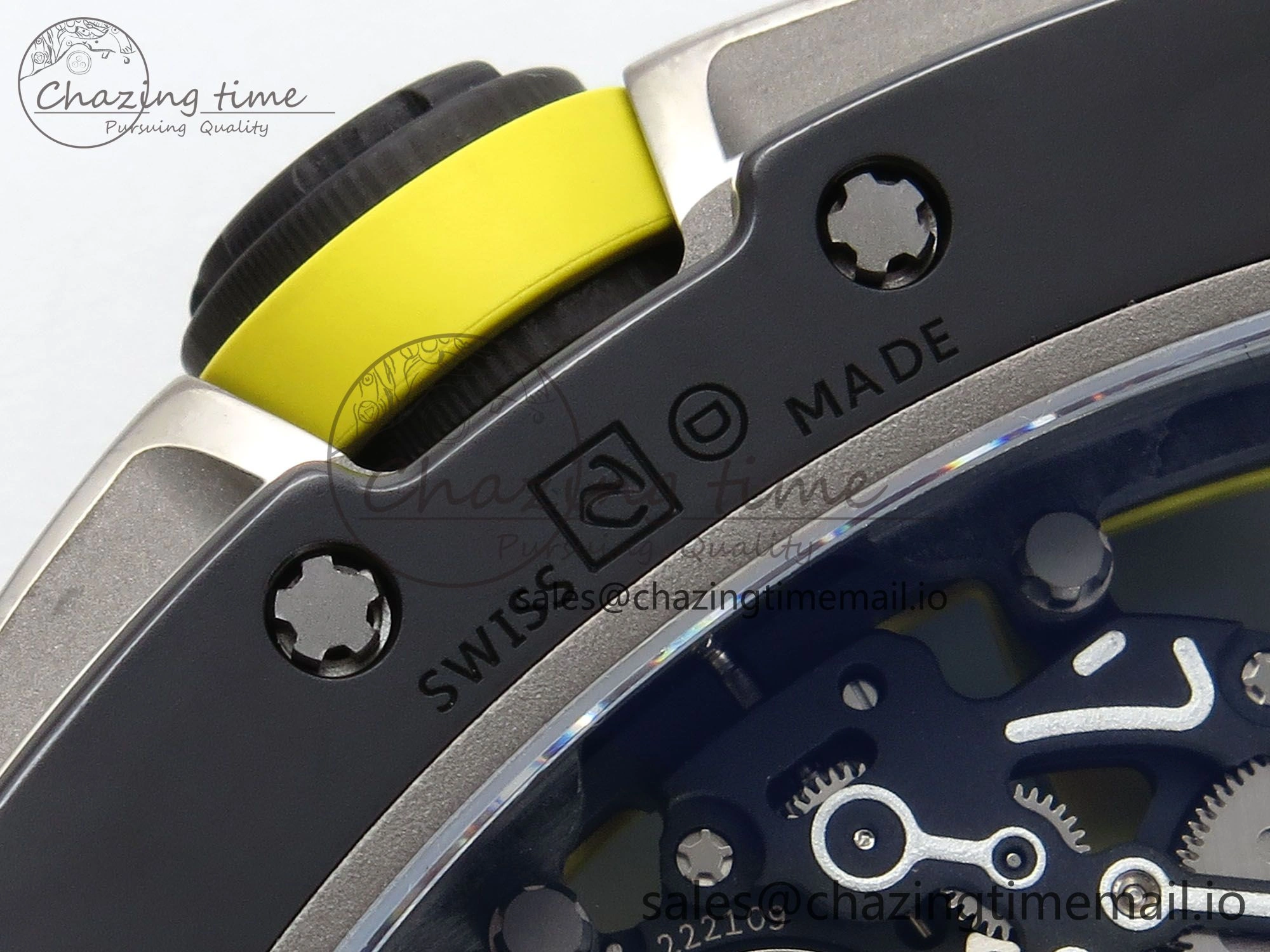 RM061 Black Ceramic ZF 1:1 Best Edition on Yellow Rubber Strap RMUL2 Super Clone