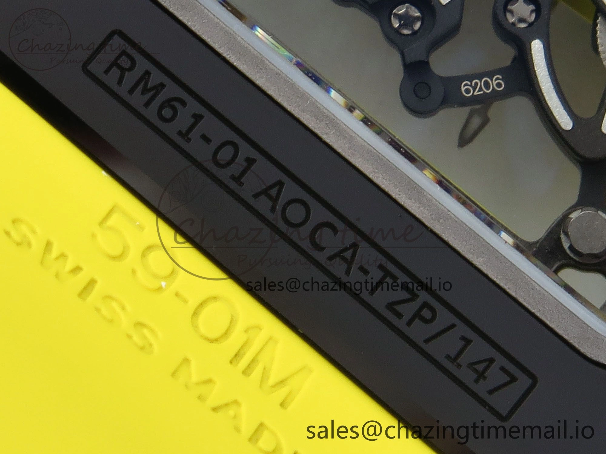 RM061 Black Ceramic ZF 1:1 Best Edition on Yellow Rubber Strap RMUL2 Super Clone