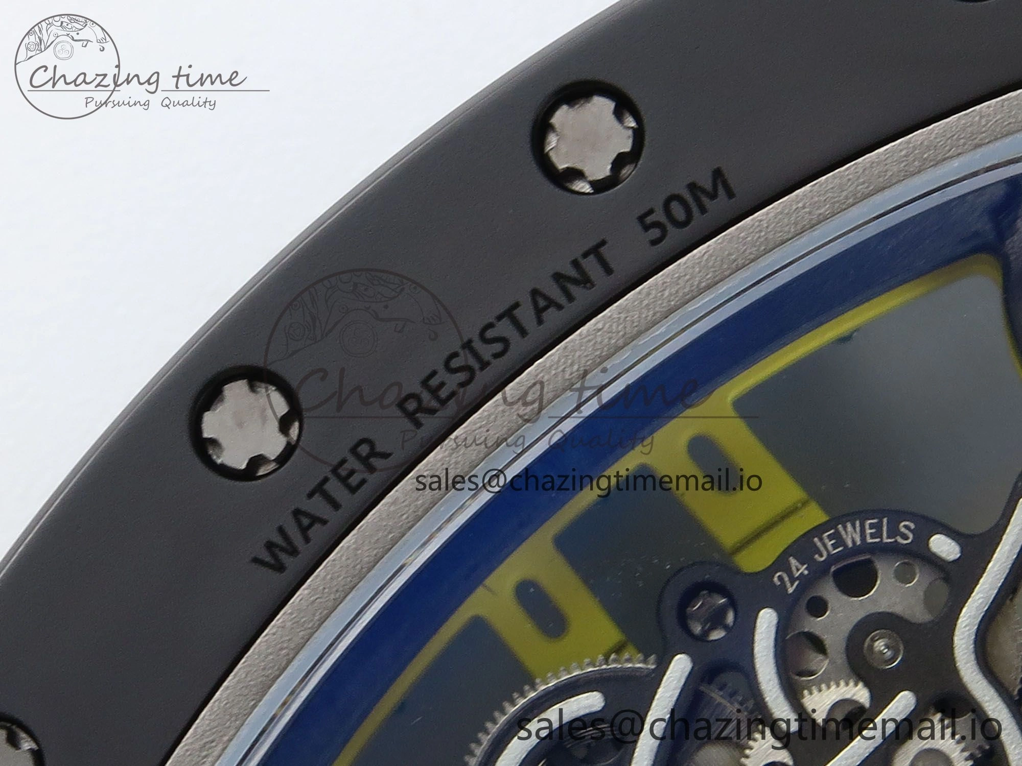 RM061 Black Ceramic ZF 1:1 Best Edition on Yellow Rubber Strap RMUL2 Super Clone