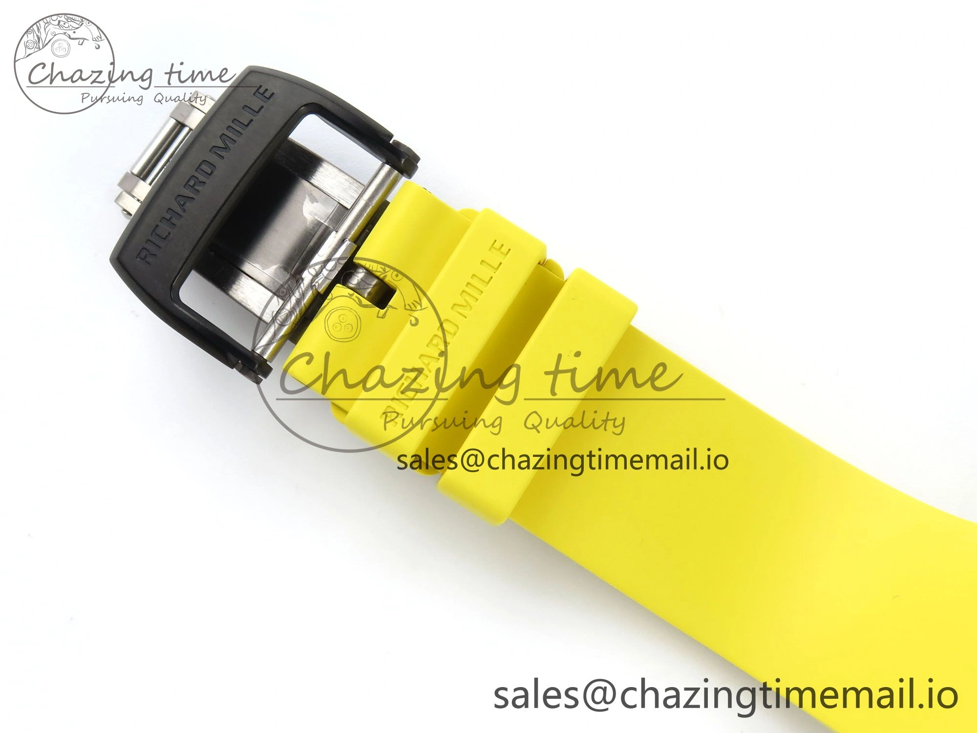 RM061 Black Ceramic ZF 1:1 Best Edition on Yellow Rubber Strap RMUL2 Super Clone