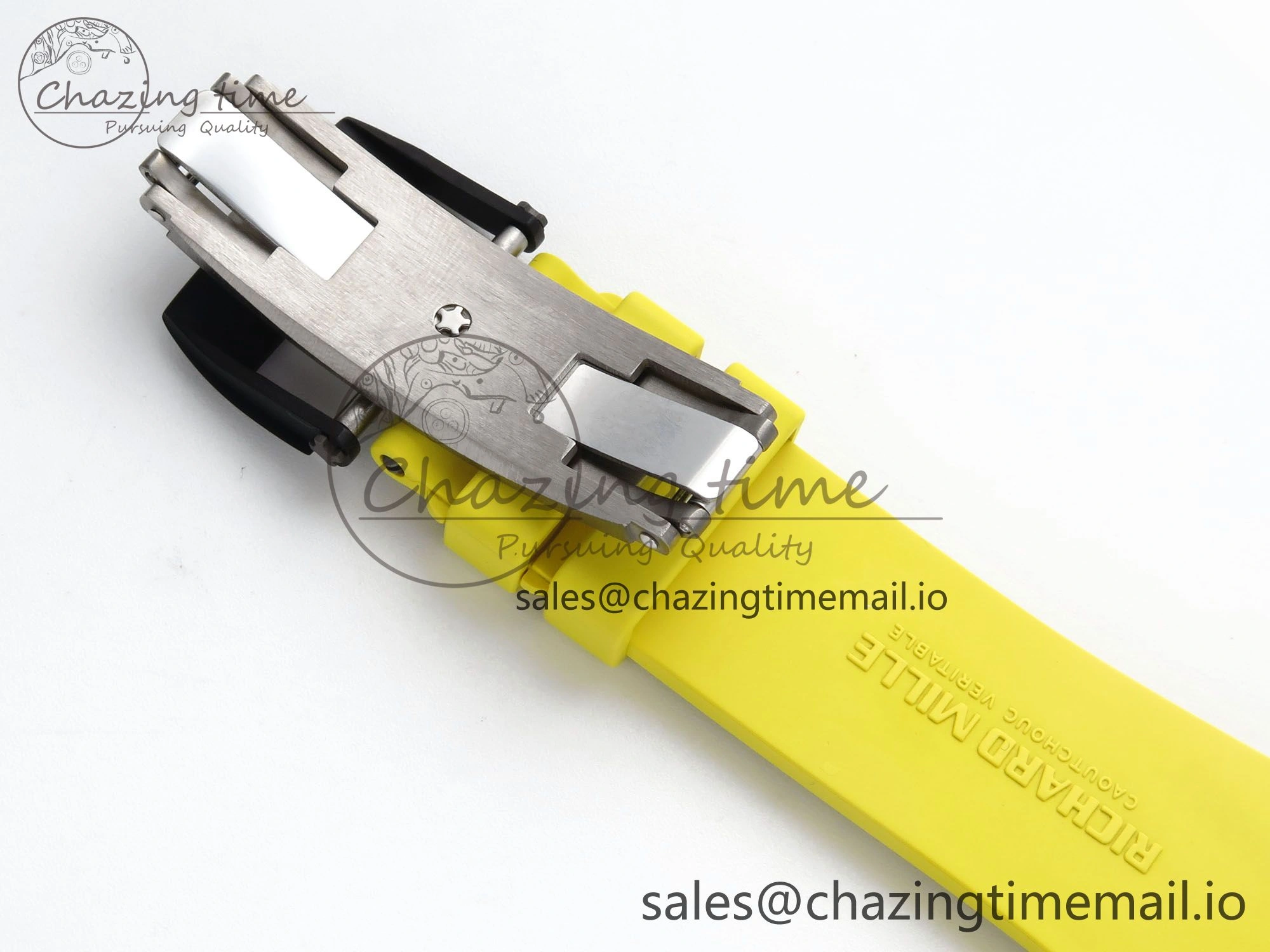 RM061 Black Ceramic ZF 1:1 Best Edition on Yellow Rubber Strap RMUL2 Super Clone