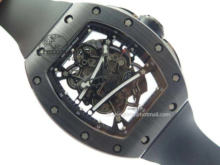 RM061 Black Inner Bezel Skeleton Dial On Black Rubber Strap MIYOTA8215 KVF