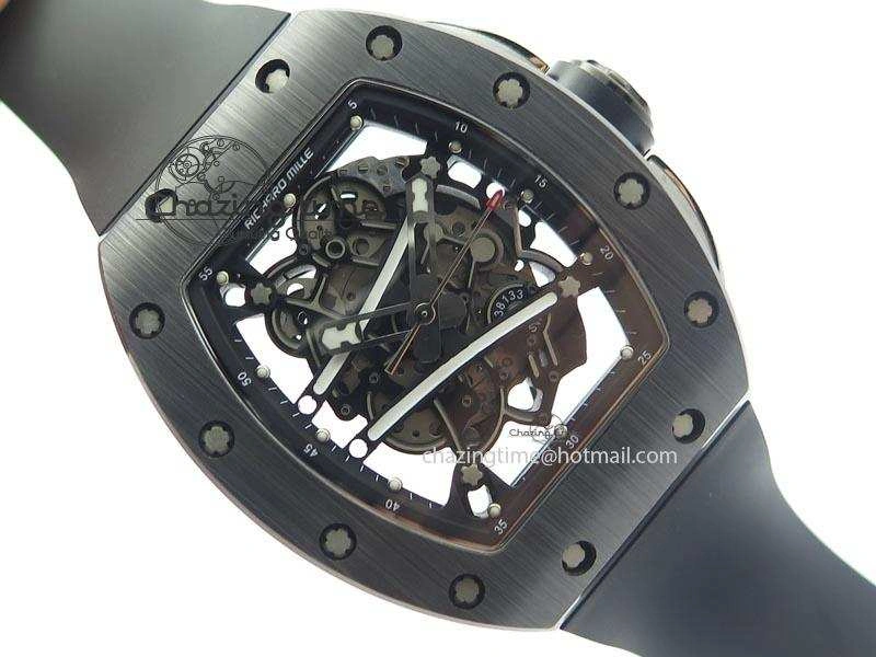 RM061 Black Inner Bezel Skeleton Dial On Black Rubber Strap MIYOTA8215 KVF