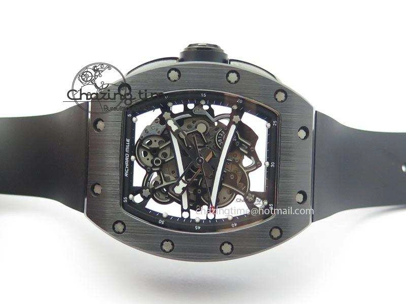 RM061 Black Inner Bezel Skeleton Dial On Black Rubber Strap MIYOTA8215 KVF