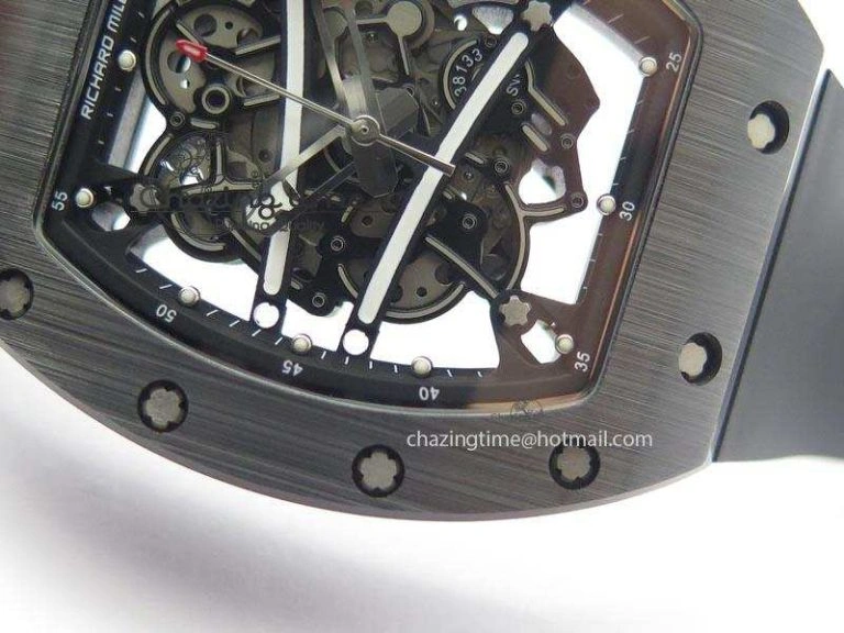 RM061 Black Inner Bezel Skeleton Dial On Black Rubber Strap MIYOTA8215 KVF