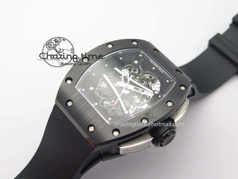 RM061 Black Inner Bezel Skeleton Dial On Black Rubber Strap MIYOTA8215 KVF