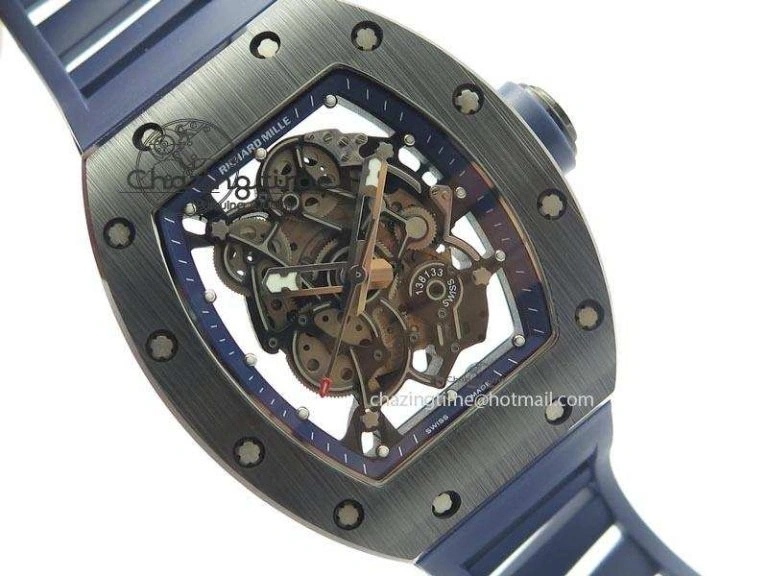 RM061 Blue Inner Bezel Skeleton Dial On Blue Rubber Strap MIYOTA8215 KVF