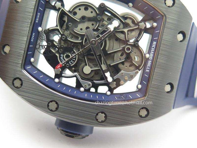 RM061 Blue Inner Bezel Skeleton Dial On Blue Rubber Strap MIYOTA8215 KVF