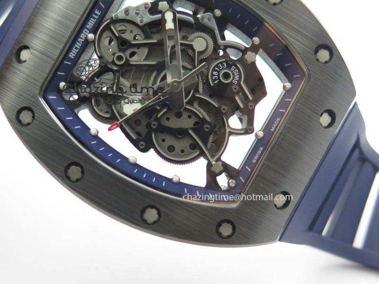 RM061 Blue Inner Bezel Skeleton Dial On Blue Rubber Strap MIYOTA8215 KVF