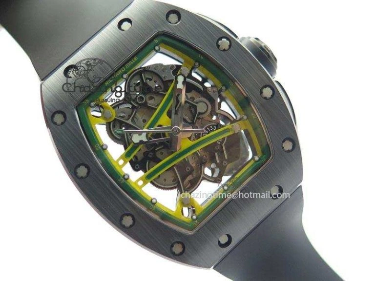 RM061 Green Inner Bezel Skeleton Dial On Black Rubber Strap MIYOTA8215 KVF