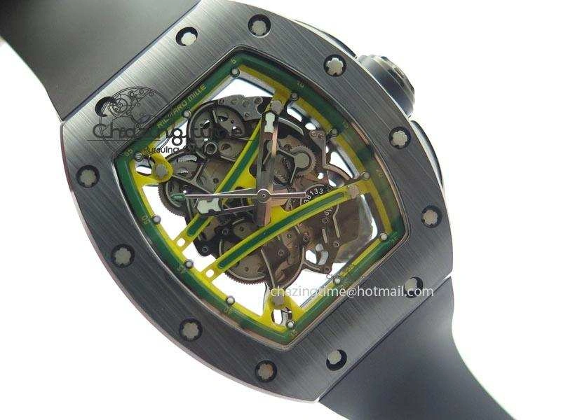RM061 Green Inner Bezel Skeleton Dial On Black Rubber Strap MIYOTA8215 KVF