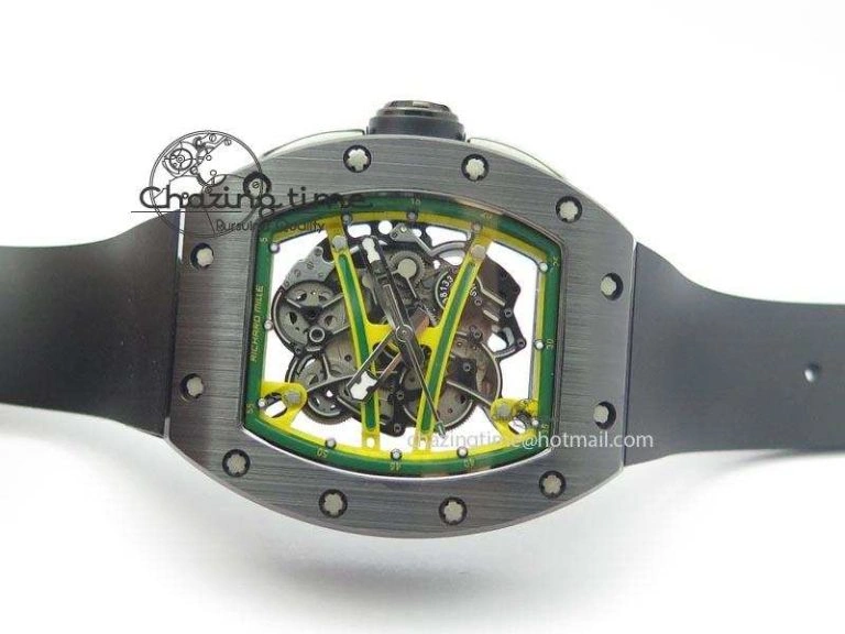 RM061 Green Inner Bezel Skeleton Dial On Black Rubber Strap MIYOTA8215 KVF