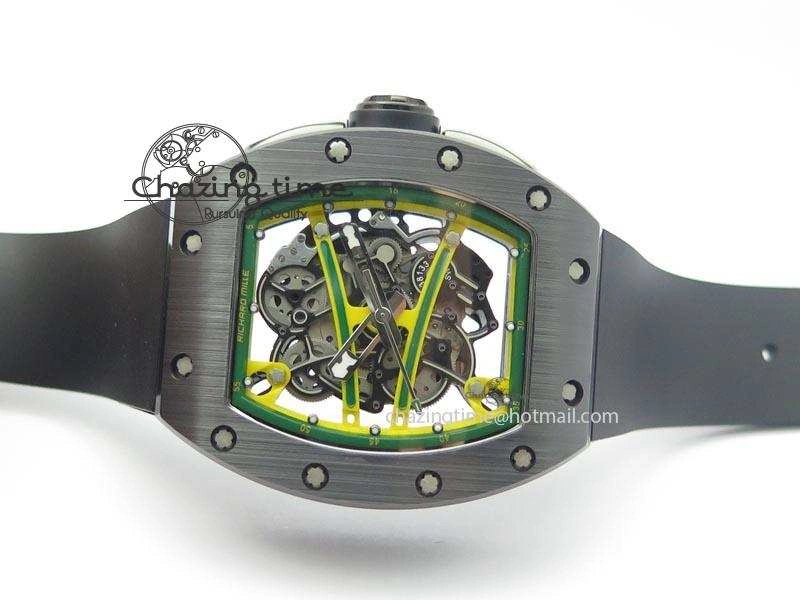 RM061 Green Inner Bezel Skeleton Dial On Black Rubber Strap MIYOTA8215 KVF