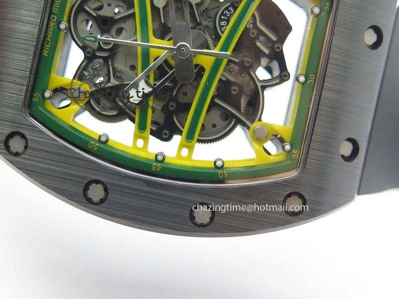 RM061 Green Inner Bezel Skeleton Dial On Black Rubber Strap MIYOTA8215 KVF