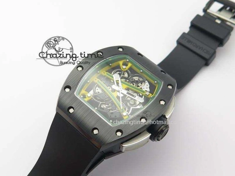 RM061 Green Inner Bezel Skeleton Dial On Black Rubber Strap MIYOTA8215 KVF