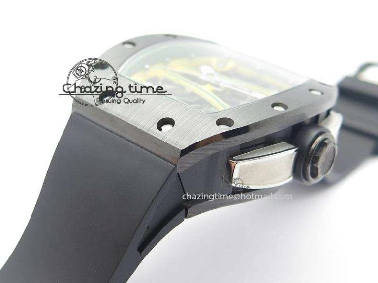 RM061 Green Inner Bezel Skeleton Dial On Black Rubber Strap MIYOTA8215 KVF