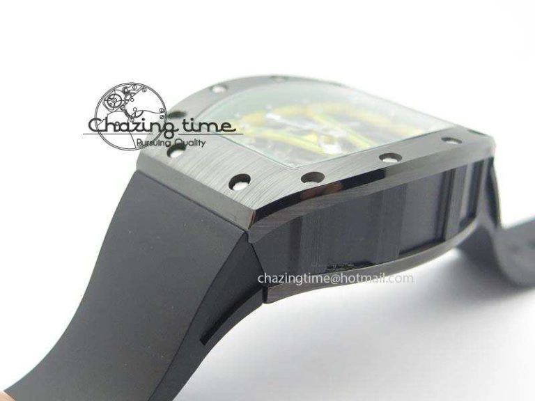RM061 Green Inner Bezel Skeleton Dial On Black Rubber Strap MIYOTA8215 KVF