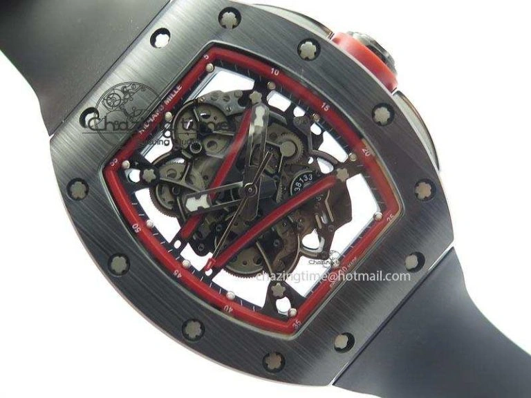 RM061 Red Inner Bezel Skeleton Dial On Black Rubber Strap MIYOTA8215 KVF