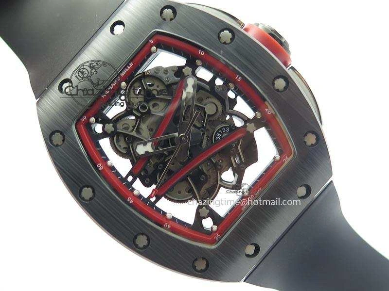 RM061 Red Inner Bezel Skeleton Dial On Black Rubber Strap MIYOTA8215 KVF