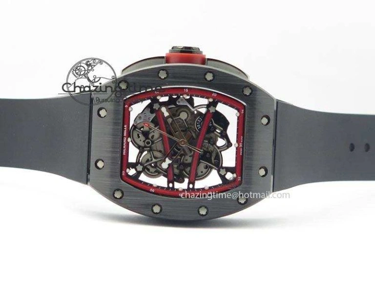 RM061 Red Inner Bezel Skeleton Dial On Black Rubber Strap MIYOTA8215 KVF