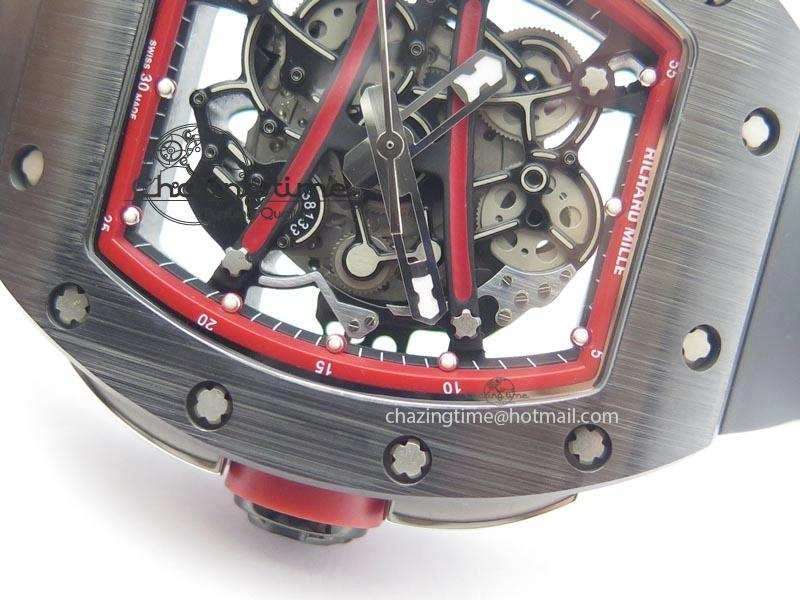 RM061 Red Inner Bezel Skeleton Dial On Black Rubber Strap MIYOTA8215 KVF