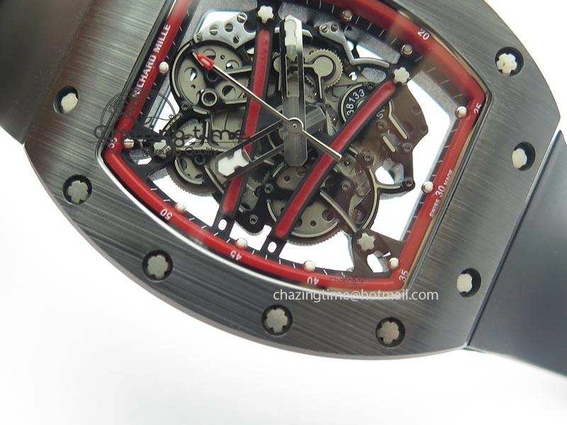 RM061 Red Inner Bezel Skeleton Dial On Black Rubber Strap MIYOTA8215 KVF