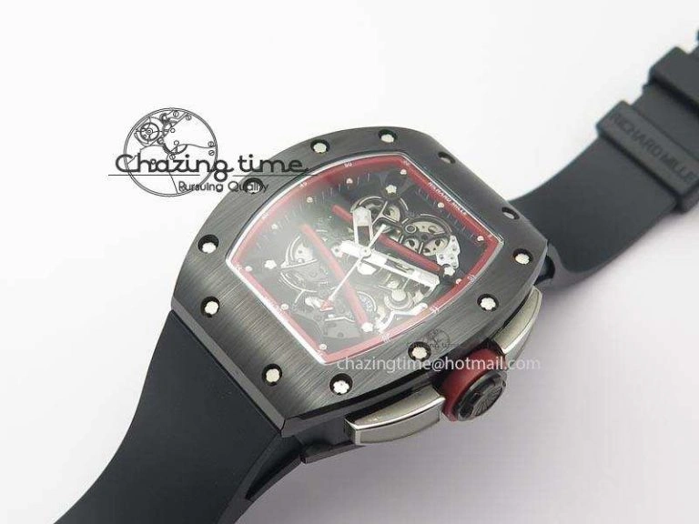 RM061 Red Inner Bezel Skeleton Dial On Black Rubber Strap MIYOTA8215 KVF