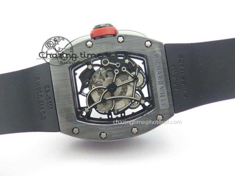 RM061 Red Inner Bezel Skeleton Dial On Black Rubber Strap MIYOTA8215 KVF