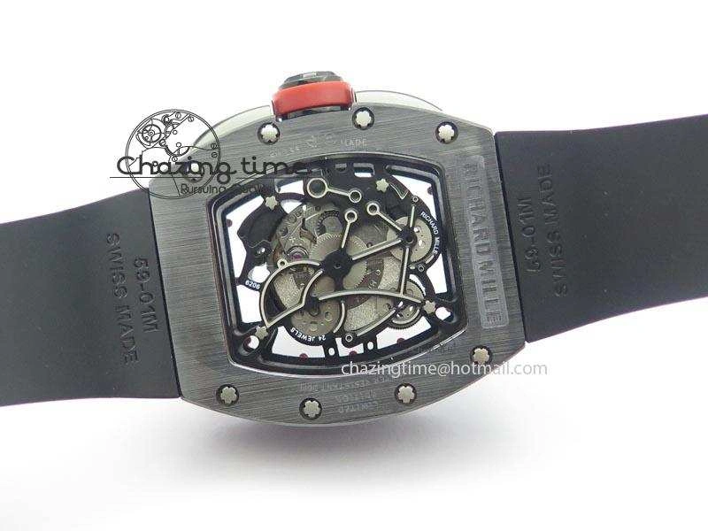 RM061 Red Inner Bezel Skeleton Dial On Black Rubber Strap MIYOTA8215 KVF
