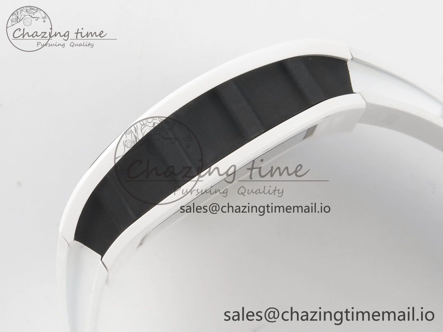 RM061 White Ceramic APSF 1:1 Best Edition Yellow Green Skeleton Dial on White Rubber Strap RMUL2 Super Clone