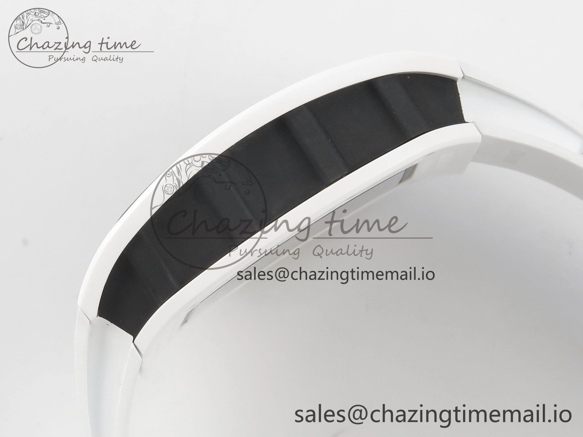 RM061 White Ceramic APSF 1:1 Best Edition Yellow Green Skeleton Dial on White Rubber Strap RMUL2 Super Clone