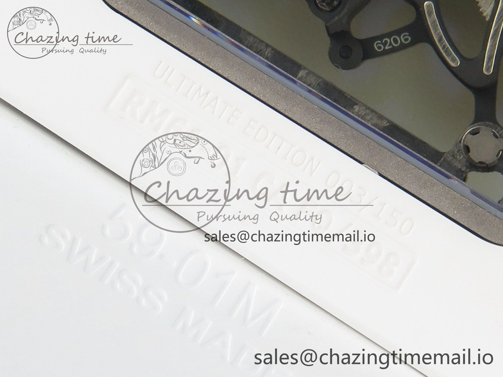 RM061 White Ceramic APSF 1:1 Best Edition Yellow Green Skeleton Dial on White Rubber Strap RMUL2 Super Clone