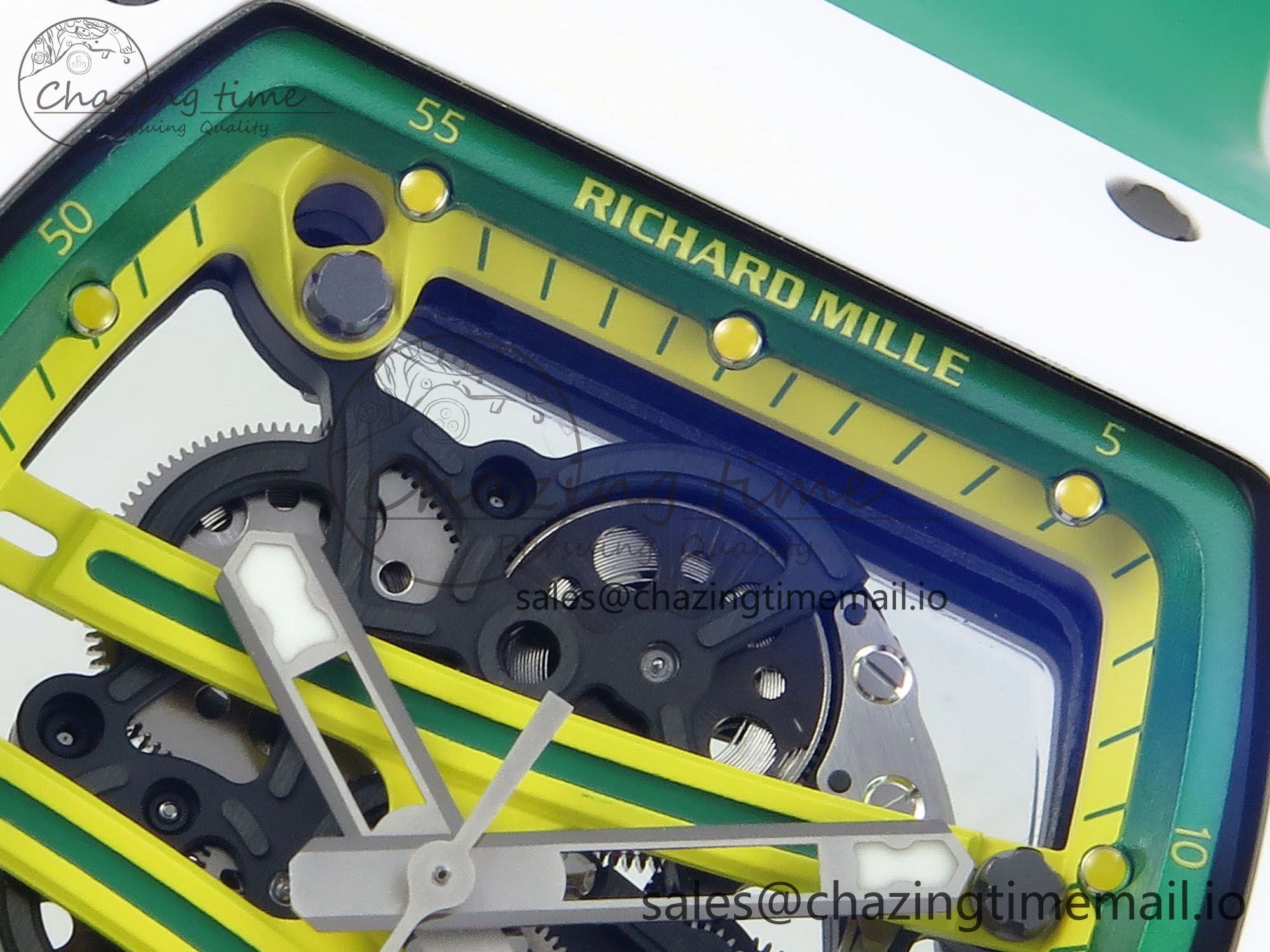 RM061 White Ceramic ZF 1:1 Best Edition on Green Rubber Strap RMUL2 Super Clone