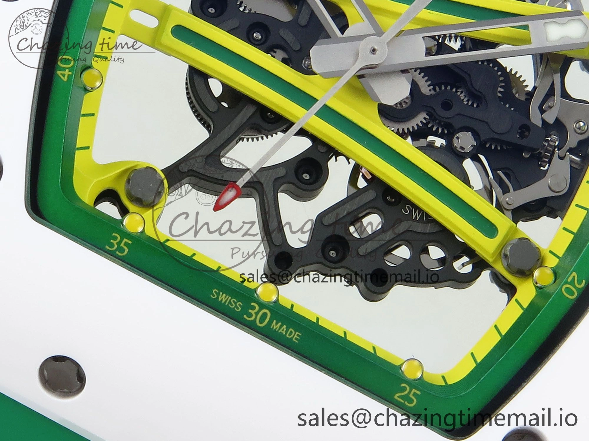 RM061 White Ceramic ZF 1:1 Best Edition on Green Rubber Strap RMUL2 Super Clone