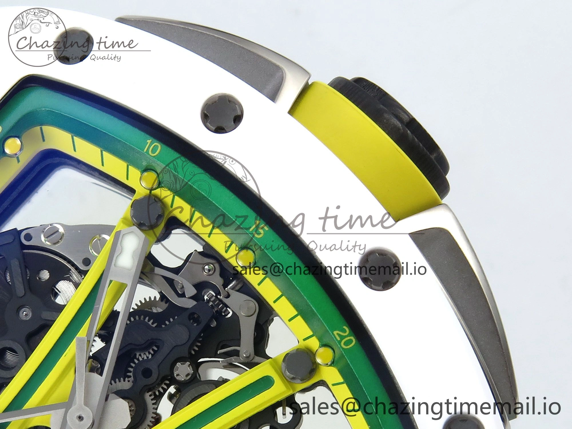 RM061 White Ceramic ZF 1:1 Best Edition on Green Rubber Strap RMUL2 Super Clone