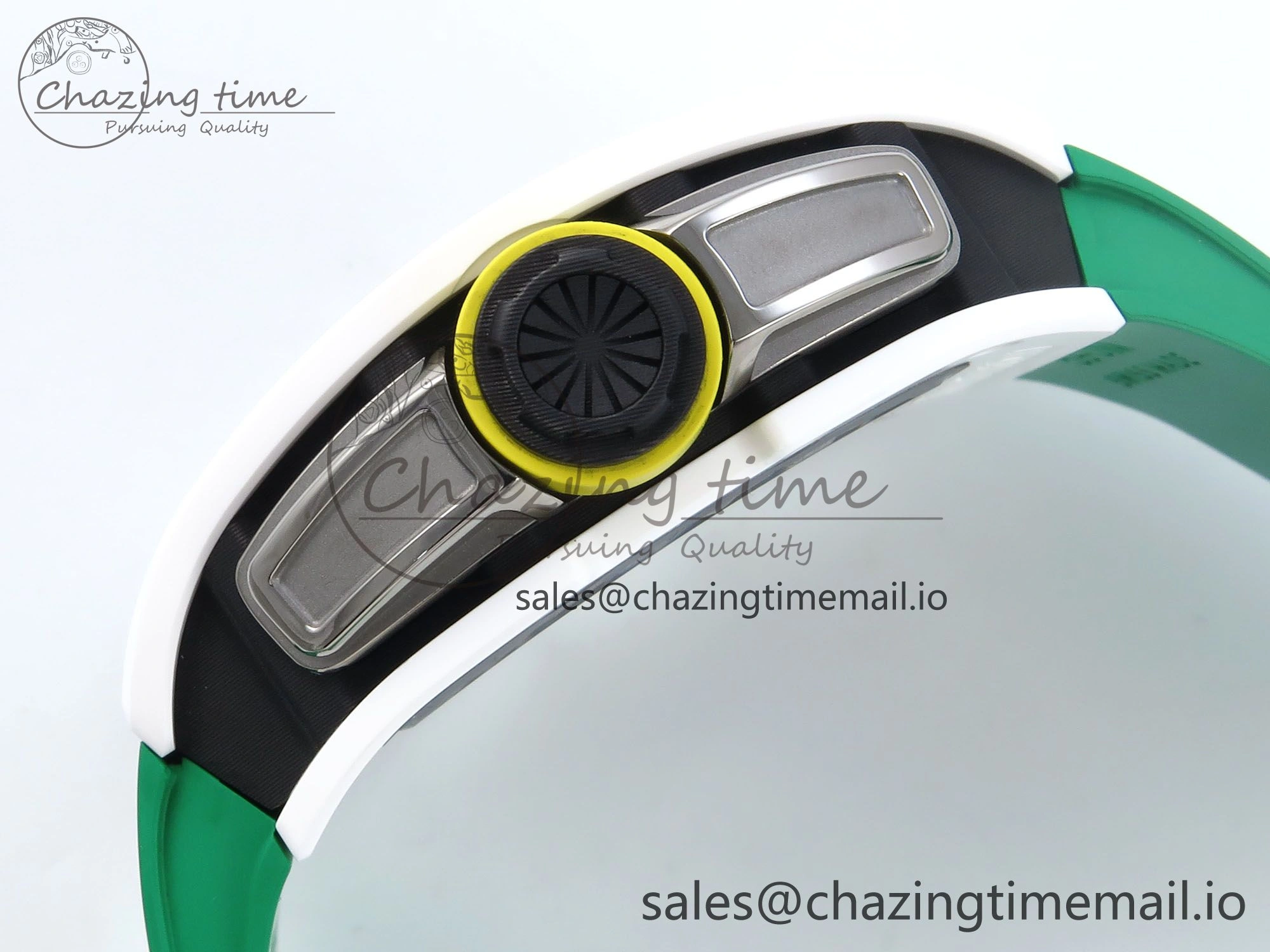 RM061 White Ceramic ZF 1:1 Best Edition on Green Rubber Strap RMUL2 Super Clone