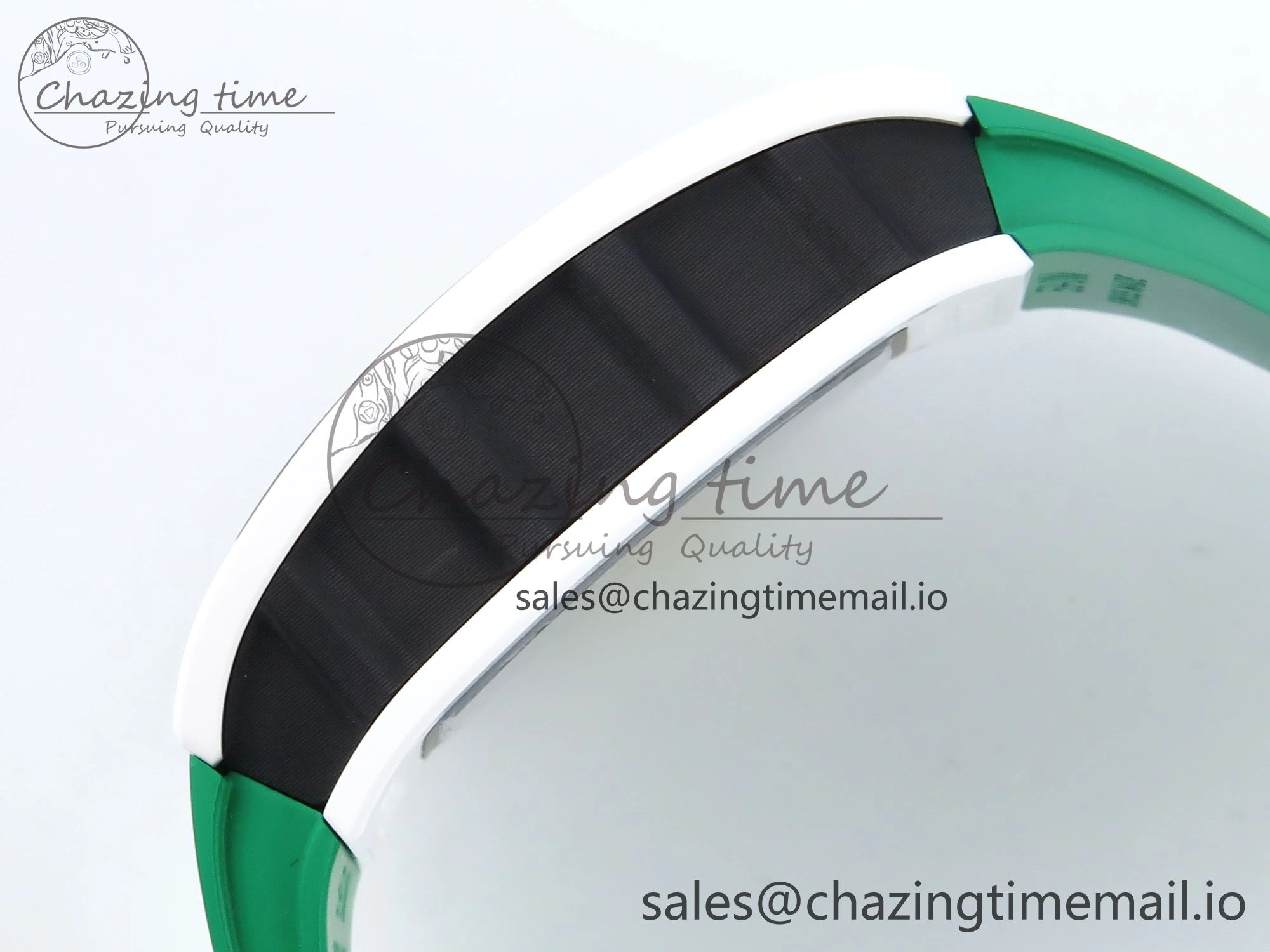 RM061 White Ceramic ZF 1:1 Best Edition on Green Rubber Strap RMUL2 Super Clone