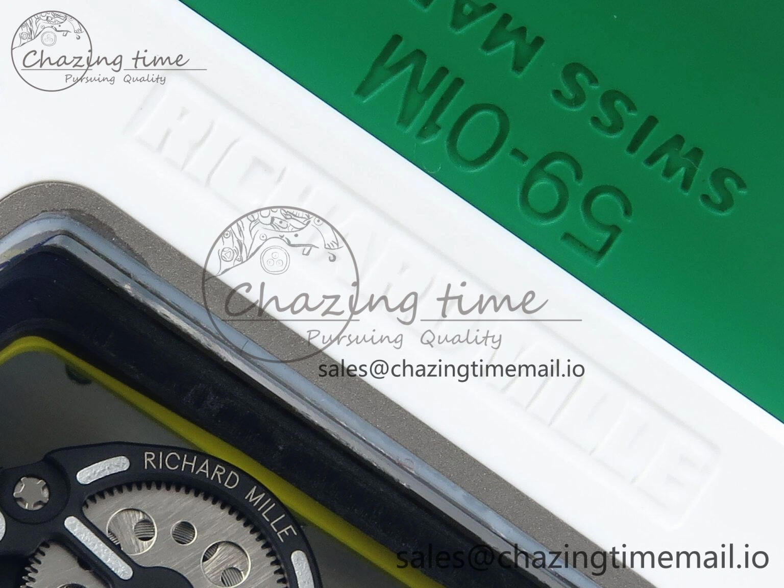 RM061 White Ceramic ZF 1:1 Best Edition on Green Rubber Strap RMUL2 Super Clone